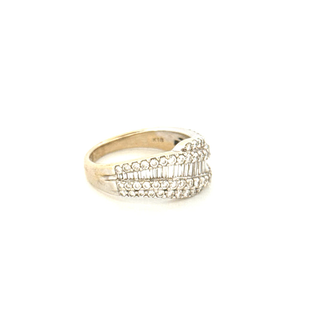 Anillo de boda de oro blanco de 18k con diamante para mujer, talla 6 1/2, peso 6.2gr