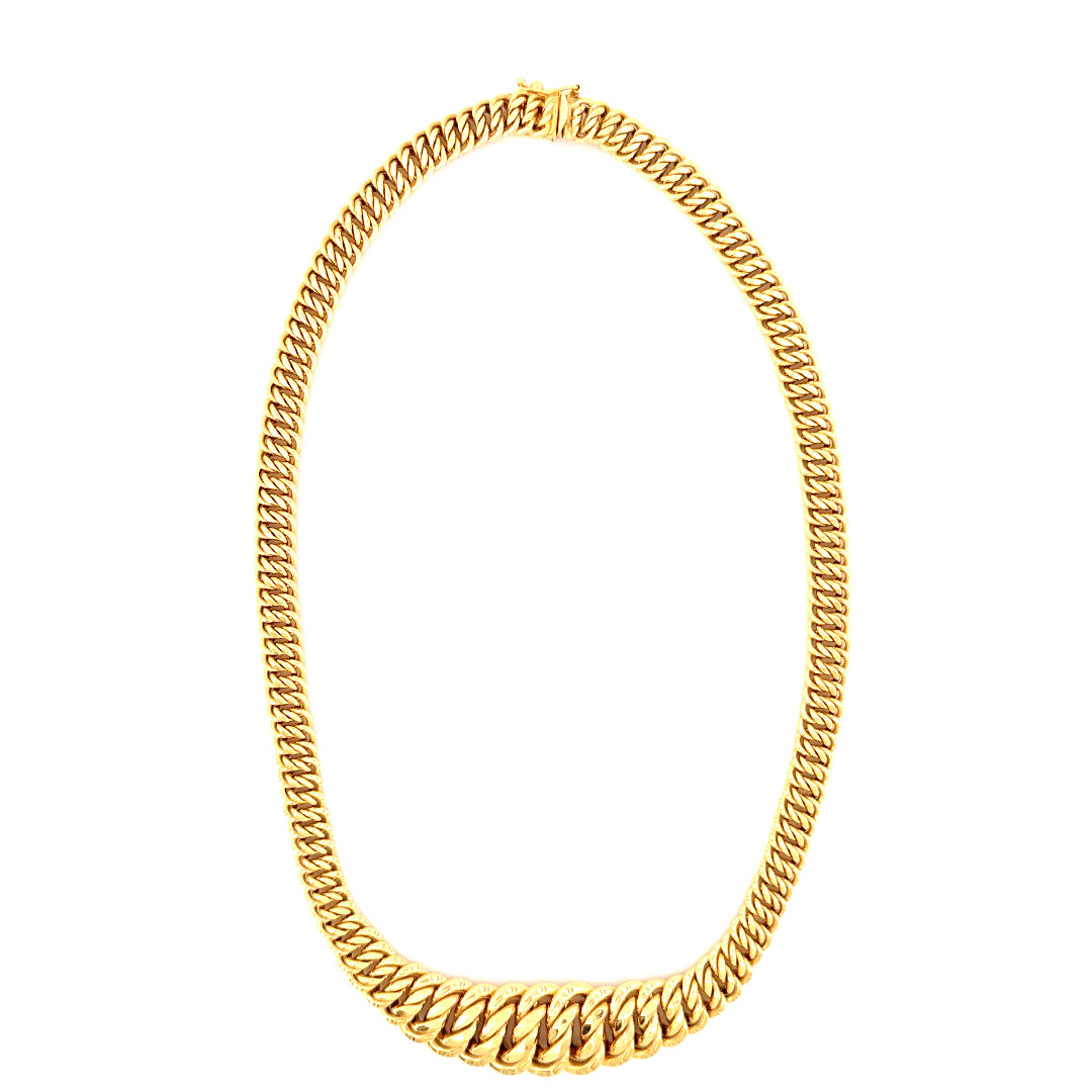 14k Yellow Gold Hallow Princess Necklace Size 16" Weight 18.9gr