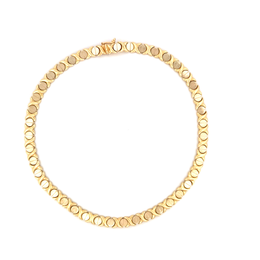 14k Two-Tone Gold Fancy Necklace Size 16" Weight 22.5gr