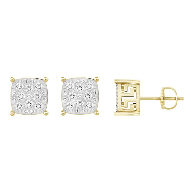 LADIES STUD EARRINGS 0.25CT ROUND DIAMOND 10K YELLOW GOLD
