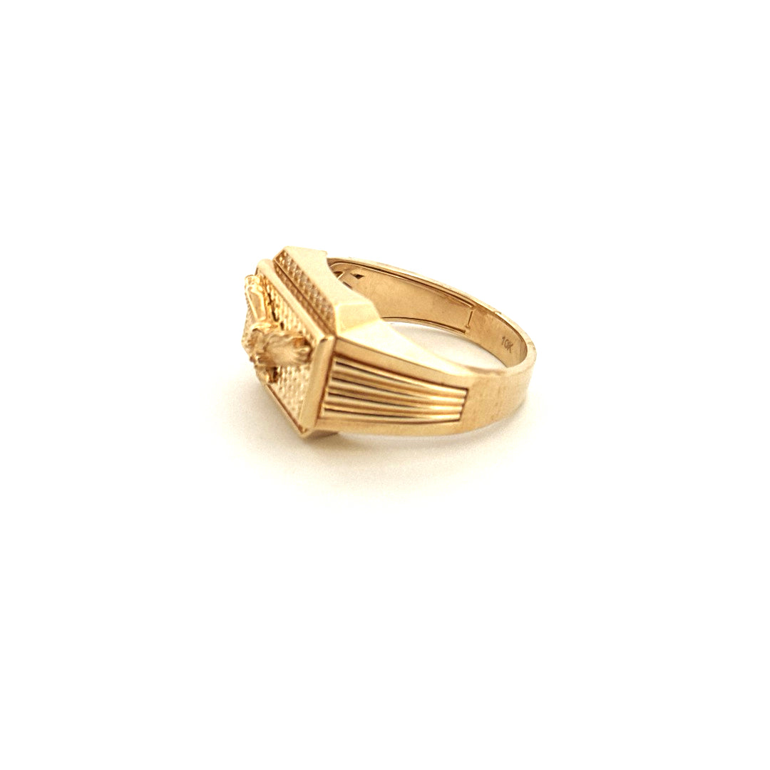 10k Yellow Gold Men's Ring With Eagle & Cz Size 10 1/2 Weight 8.7gr