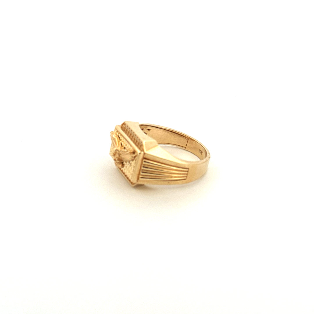 10k Yellow Gold Men's Ring With Eagle & Cz Size 10 1/2" Weight 8.6gr