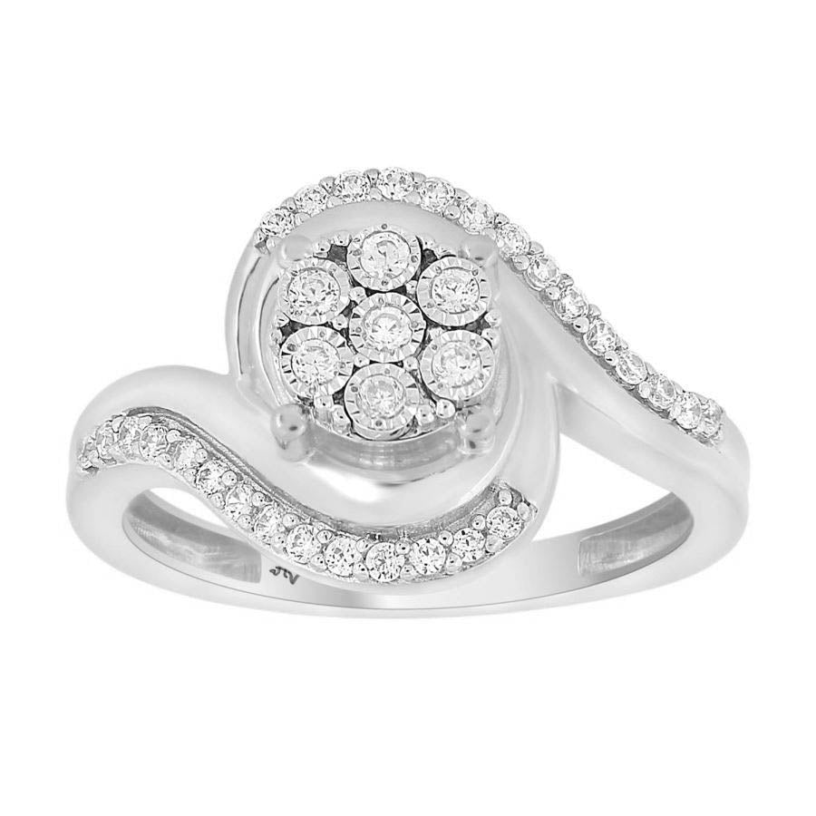 LADIES RING 0.25CT ROUND DIAMOND 10K WHITE GOLD