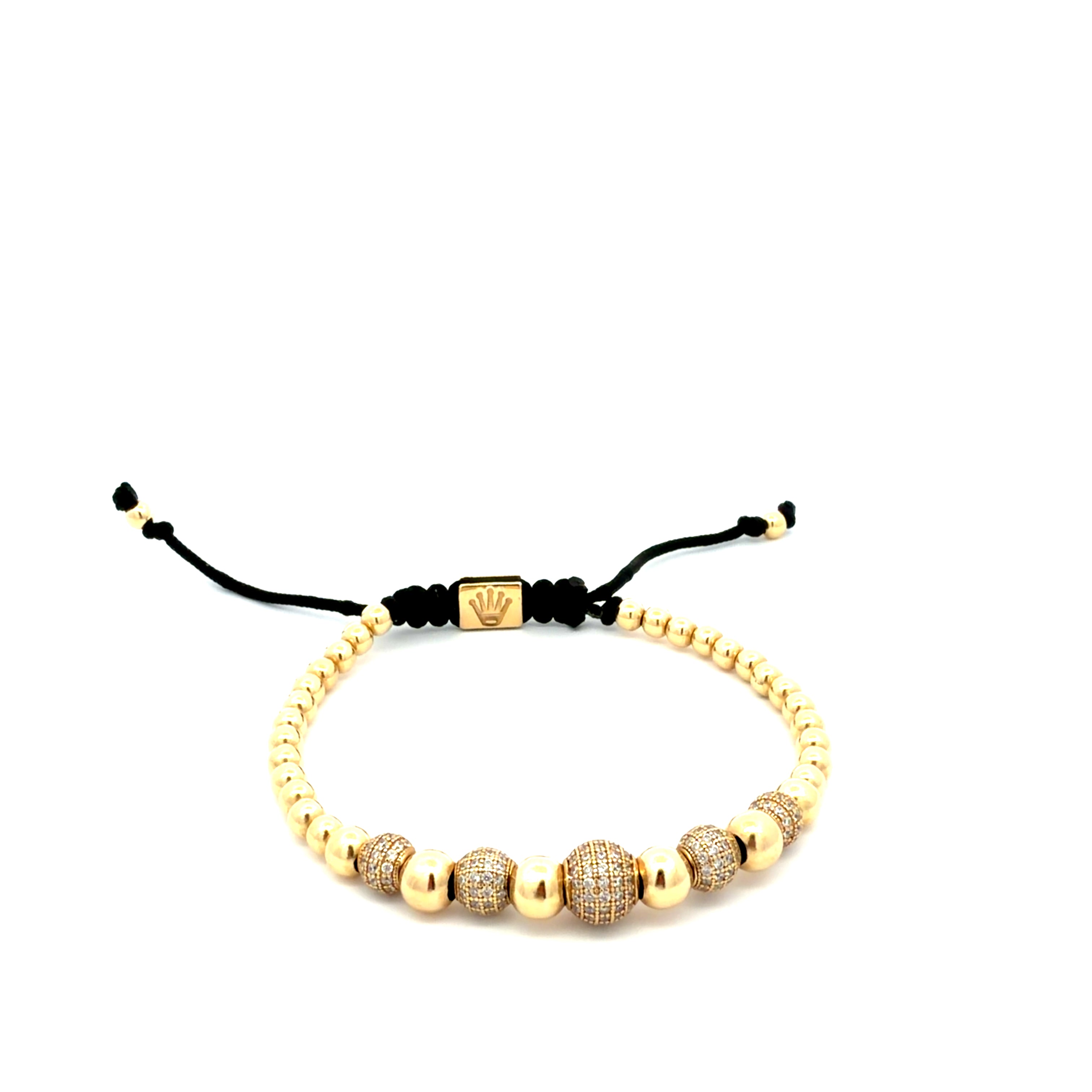 14k Yellow Gold Beaded Charm Bracelet  Adjustable Weight 10.7 gr