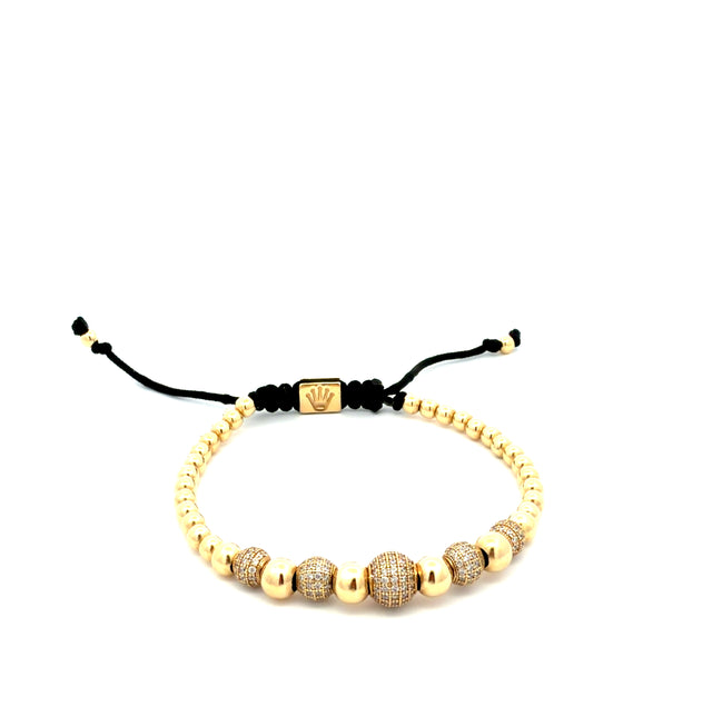 14k Yellow Gold Beaded Charm Bracelet  Adjustable Weight 10.7 gr