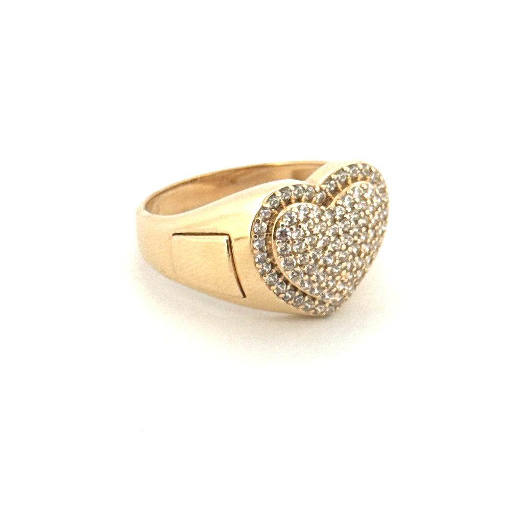 14k Yellow Gold Fancy Ring  Size 8 1/2 Weight 6.0 GR W/CZ