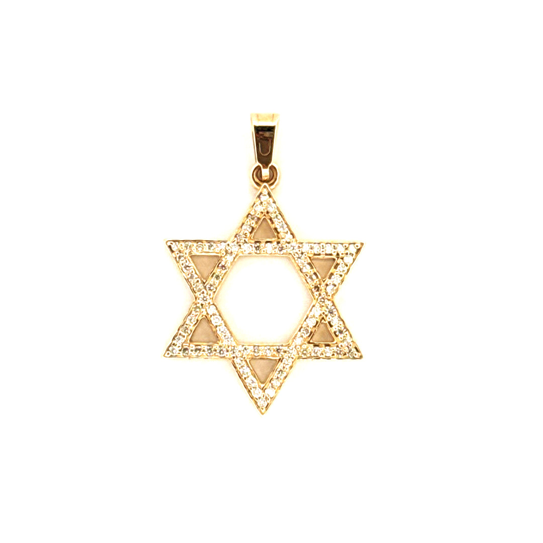 14k Yellow Gold David Star Diamond Pendant Weight 6.8GR