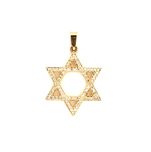 14k Yellow Gold David Star Diamond Pendant Weight 6.8GR