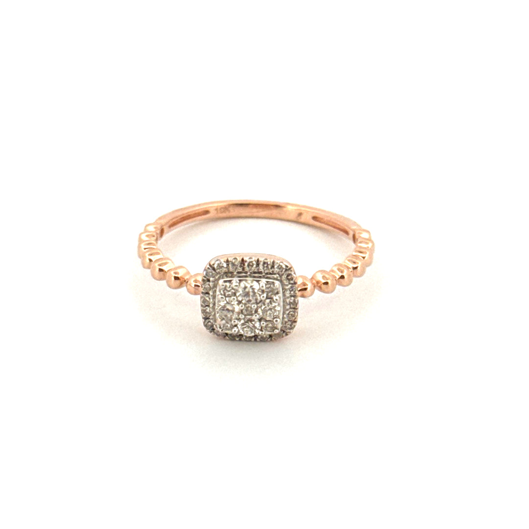 10K Rose Gold Fancy Diamond Ring Size 7 Weight 2.2GR