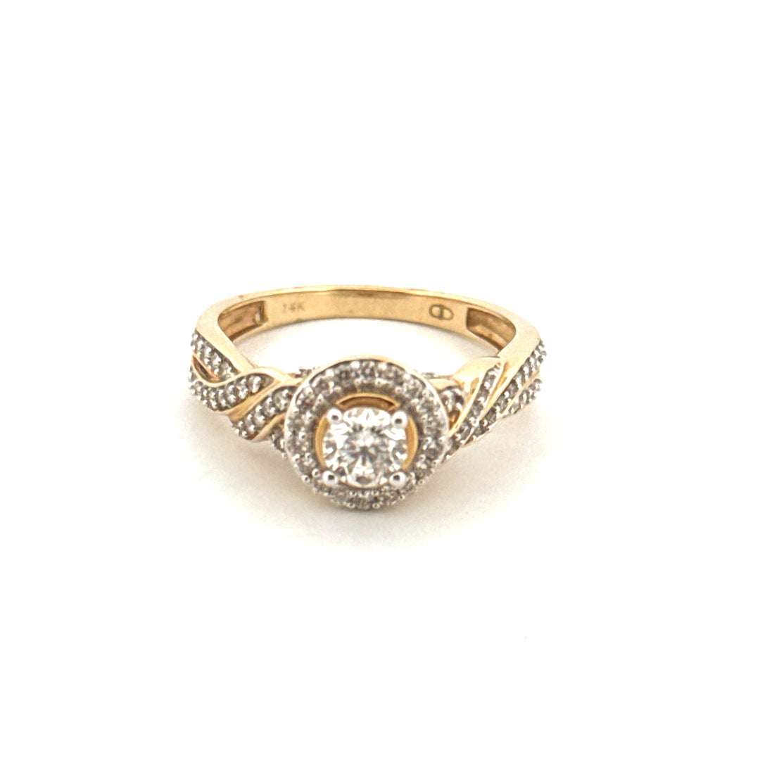 14K Yellow Gold Diamond Engagement Ring Size 7 Weight 4.3GR