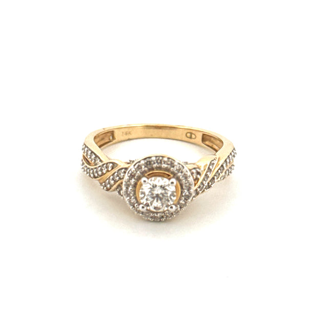 14K Yellow Gold Diamond Engagement Ring Size 7 Weight 4.3GR