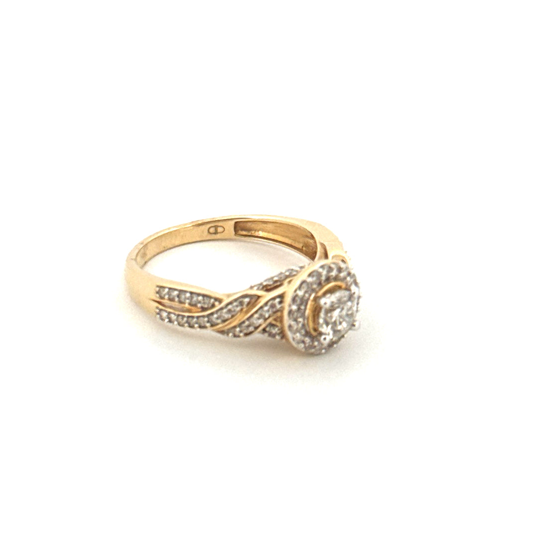 14K Yellow Gold Diamond Engagement Ring Size 7 Weight 4.3GR