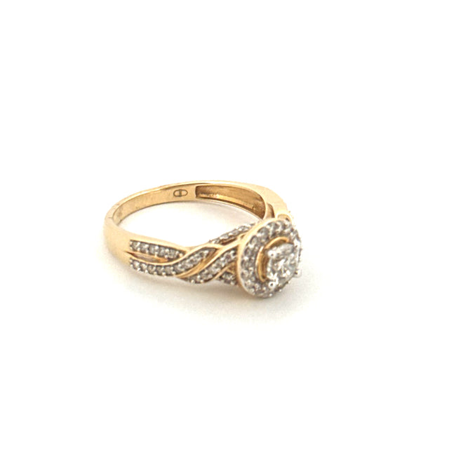 14K Yellow Gold Diamond Engagement Ring Size 7 Weight 4.3GR