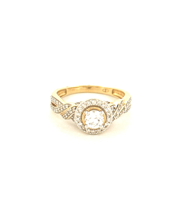Anillo de compromiso de oro amarillo de 14 quilates con diamantes, talla 7, peso 4.2GR