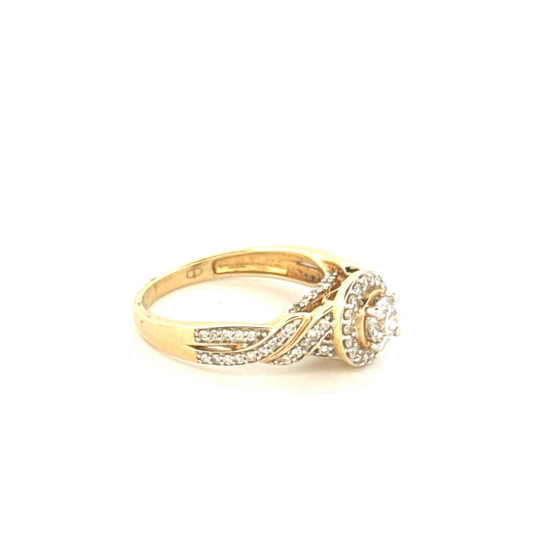 14K Yellow Gold Diamond Engagement Ring Size 7 Weight 4.2GR