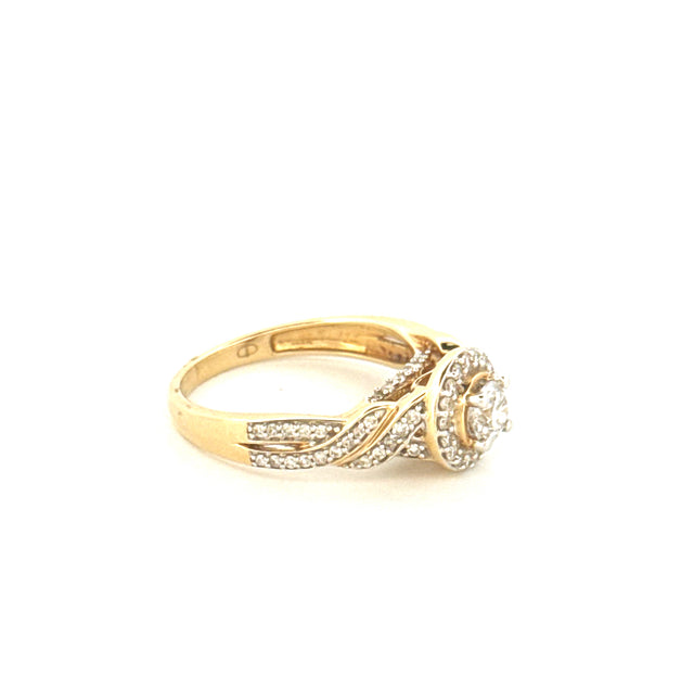 Anillo de compromiso de oro amarillo de 14 quilates con diamantes, talla 7, peso 4.2GR