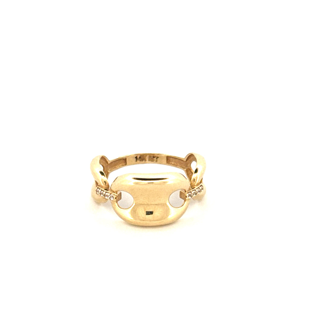 14K Yellow Gold Women's Fashion Ring With Cz Size 7.5 Weight 2.3GR