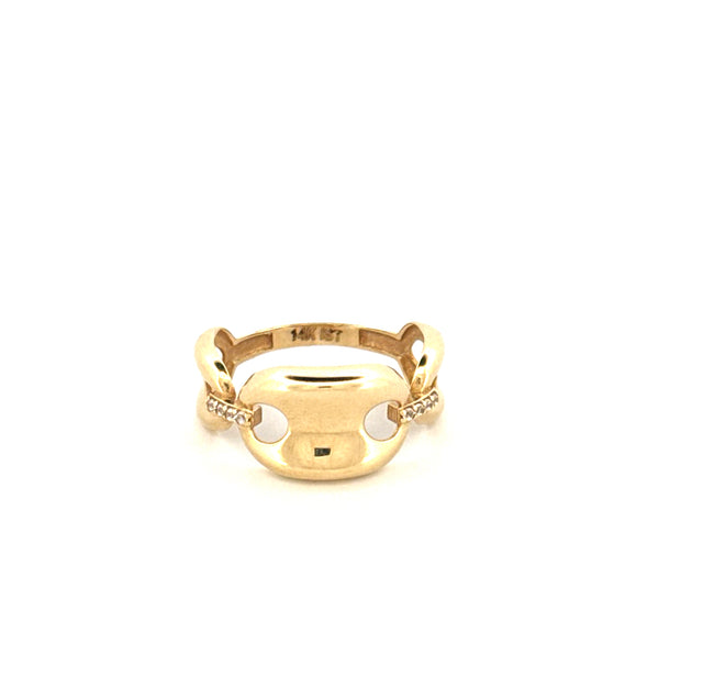 14K Yellow Gold Women's Fashion Ring With Cz Size 7.5 Weight 2.3GR