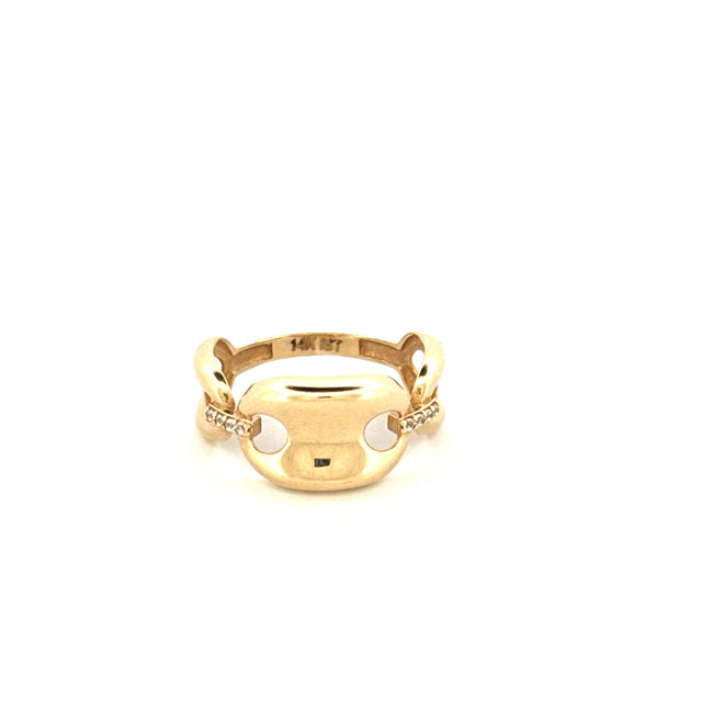 14K Yellow Gold Women's Fashion Ring With Cz Size 7.5 Weight 2.3GR