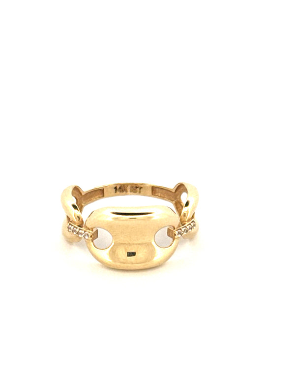 14K Yellow Gold Women's Fashion Ring With Cz Size 7.5 Weight 2.3GR