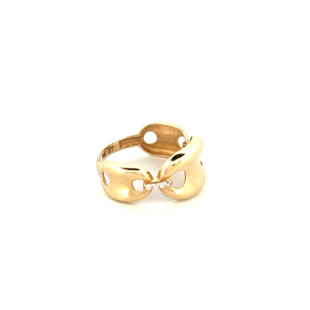 14K Yellow Gold Women's Fashion Ring With Cz Size 7.5 Weight 2.3GR