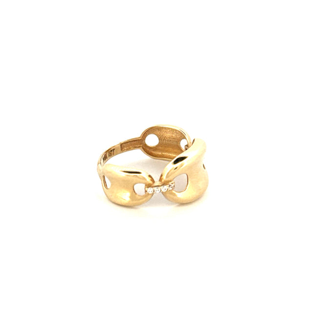 14K Yellow Gold Women's Fashion Ring With Cz Size 7.5 Weight 2.3GR