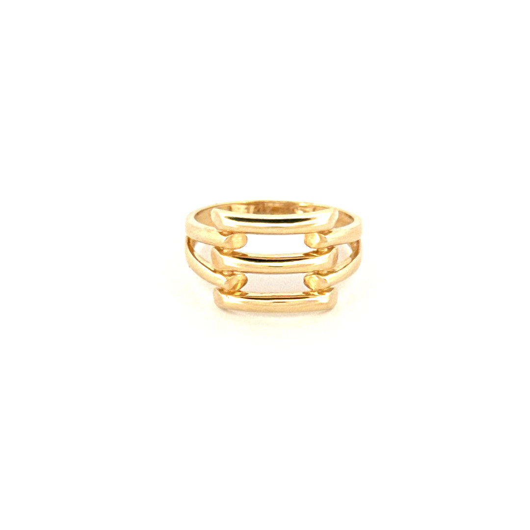 14k Yellow Gold Women's Fashion Ring With Cz Size 7 2.5gr
