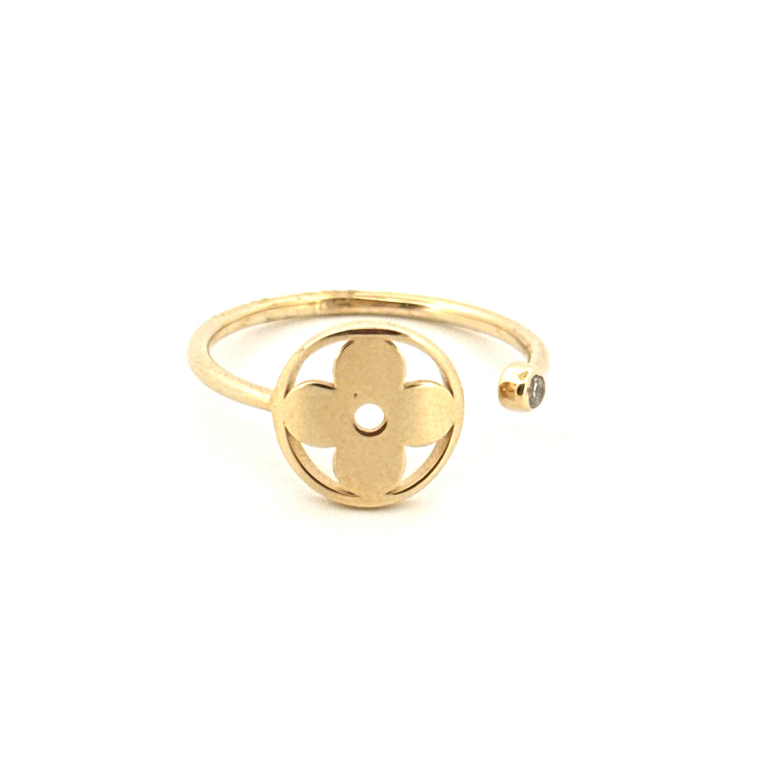 10K Yellow Gold Women's Fashion Ring With Cz Size 9 Weight 1.6GR