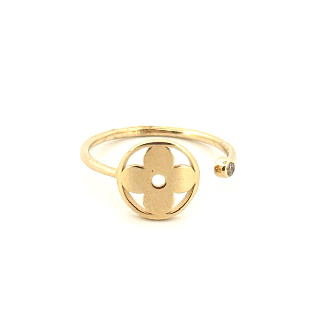 10K Yellow Gold Women's Fashion Ring With Cz Size 9 Weight 1.6GR