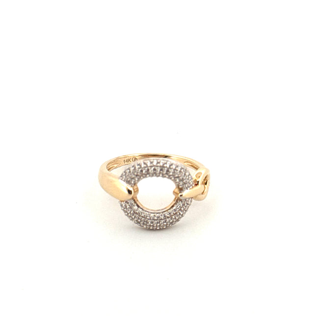 14K Yellow Gold Women's Fashion Ring With Cz Size 7 Weight 2.6GR