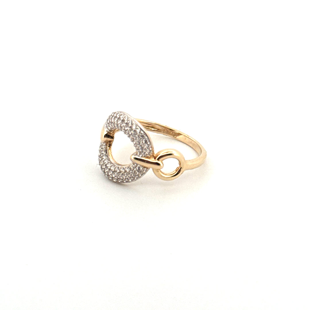 14K Yellow Gold Women's Fashion Ring With Cz Size 7 Weight 2.6GR