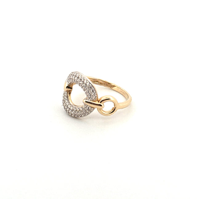 14K Yellow Gold Women's Fashion Ring With Cz Size 7 Weight 2.6GR