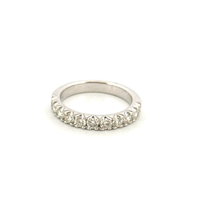 Anillo de boda de oro blanco de 14 quilates con diamantes de 1 quilate y 4.0 gramos de peso