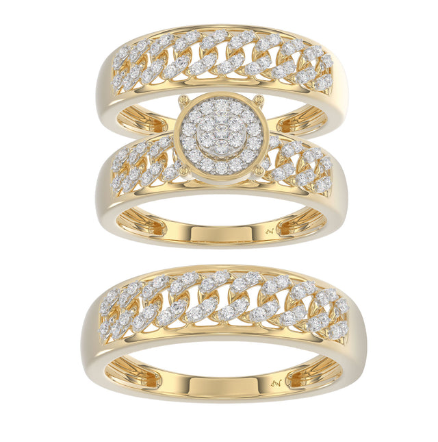 LADIES TRIO SET 0.50CT ROUND DIAMOND 10K YELLOW GOLD