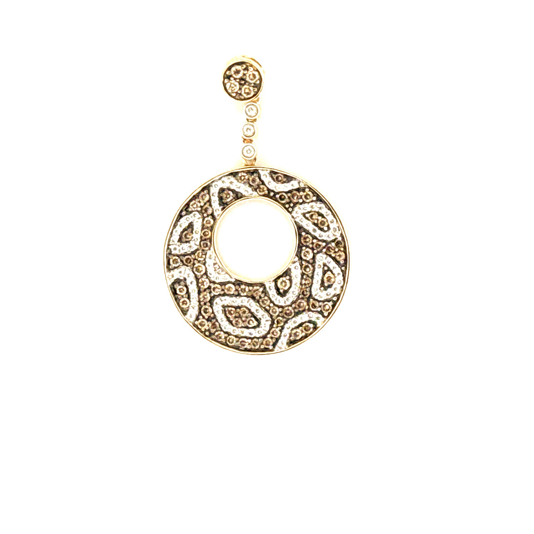 14K Yellow Gold  Fancy Women's Diamond  Pendant Weight 3.6GR