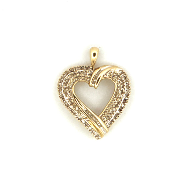 10k Yellow Gold Diamond Heart Pendant Weight 3.5 gr