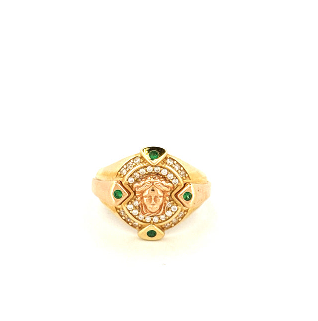 Anillo de oro de 14k de dos tonos para hombre con circonita cúbica, talla 11, peso 6.9 gr