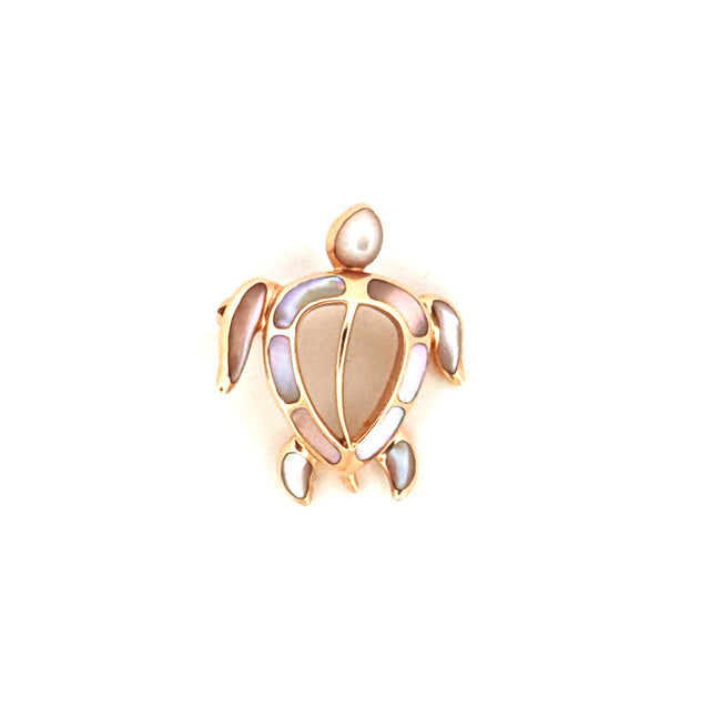 14k Rose Gold Turtle Pendant With Mother Of Pearl Weight 4.7 gr