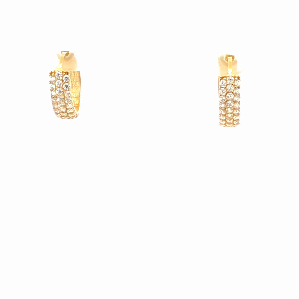 10K Yellow Gold Hoop Earrings 0.28CZ  2.7GR