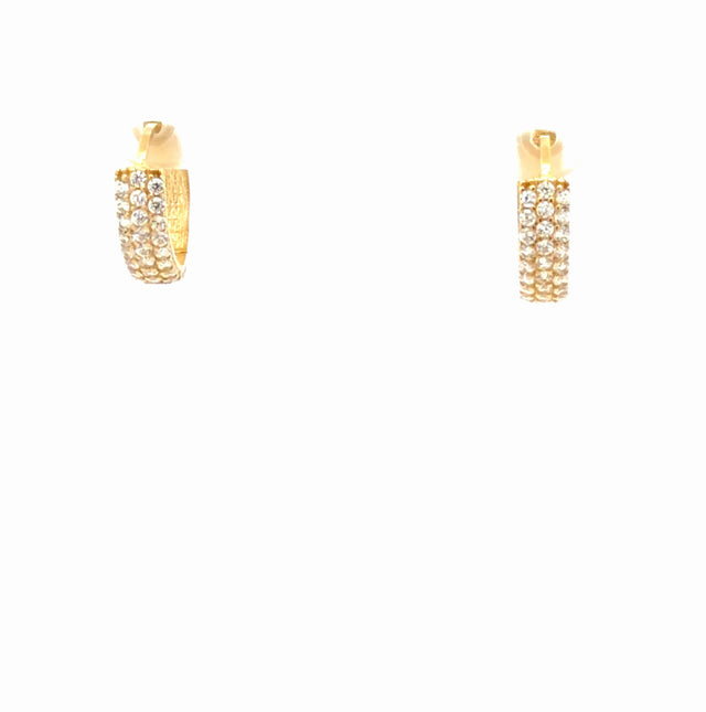 10K Yellow Gold Hoop Earrings 0.28CZ  2.7GR