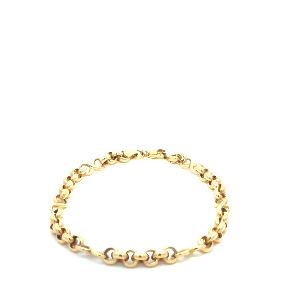 14K Yellow Gold Rolo Bracelet With Infinity Size 71/2" Weight 5.4GR