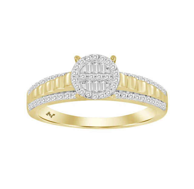 LADIES RING 0.25CT ROUND DIAMOND 10K YELLOW GOLD