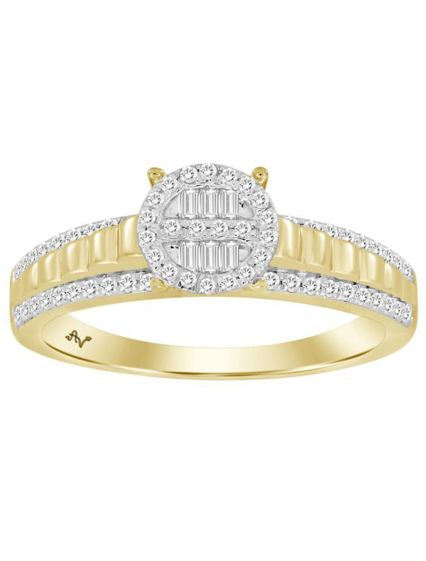 LADIES RING 0.25CT ROUND DIAMOND 10K YELLOW GOLD