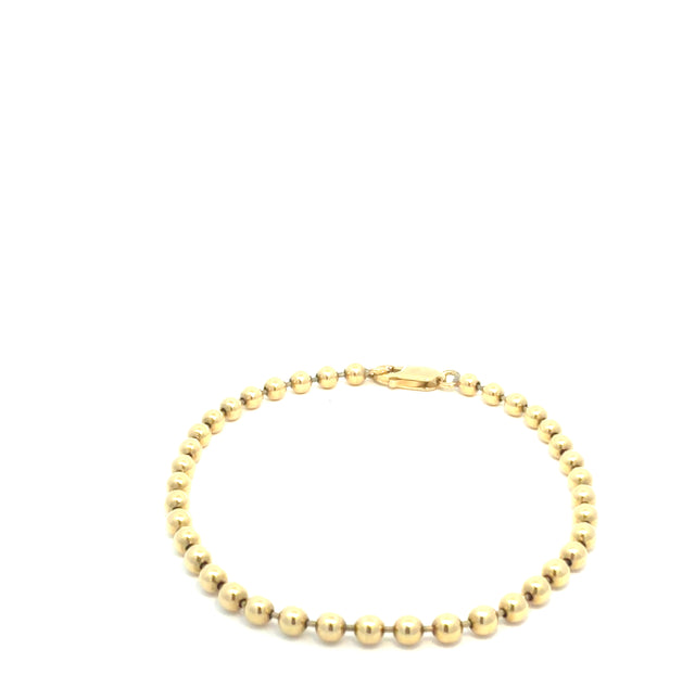 14k Yellow Gold Beaded Bracelet  Size 7 1/2