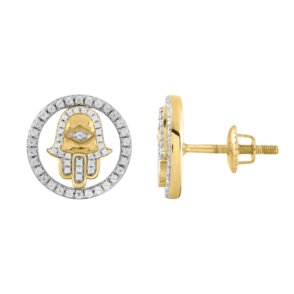 "LADIES EARRINGS 0.25CT ROUND DIAMOND 14K YELLOW GOLD "