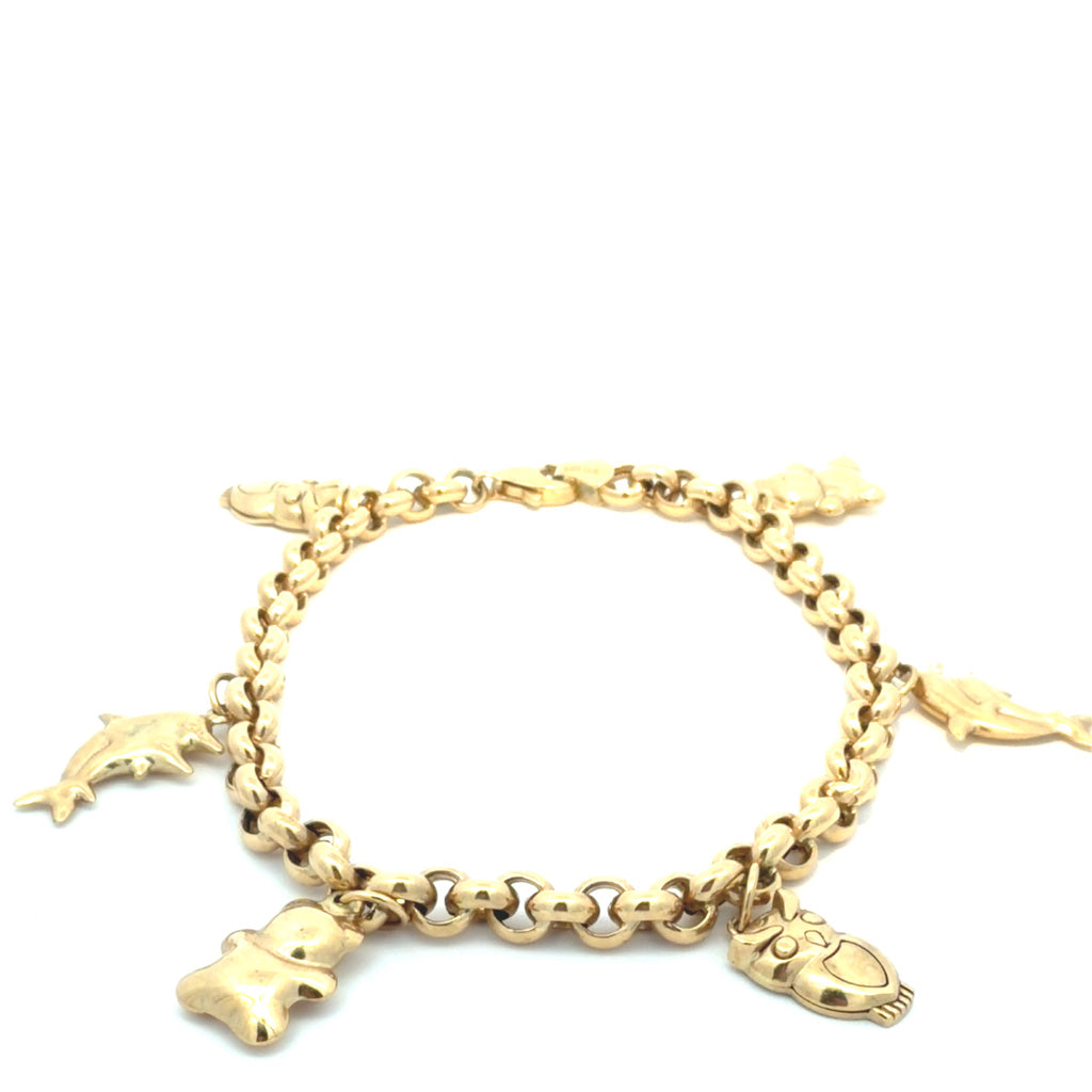 14k Yellow Gold Women's Fancy Rolo Bracelet Size 7 1/2" Weight 11.1 gr