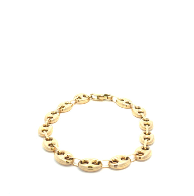 14K Yellow Gold Puff Mariner Bracelet  Size 7