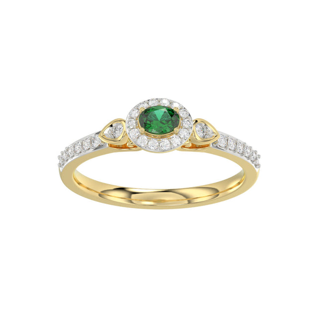 0.33ct Round/Oval Emerald diamond 14k Ladies Fashion Ring 0.15CT Center stone Oval Emerald Diamond)