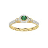 Anillo de moda de oro de 14k para mujer con diamante esmeralda redondo/ovalado de 0,33 ct (diamante esmeralda ovalado de 0,15 ct en el centro)