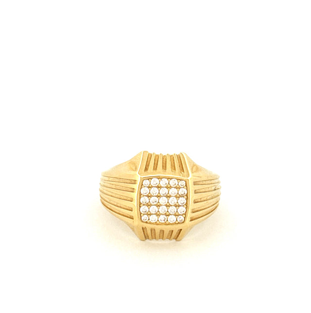 Anillo de oro amarillo de 14k para hombre con circonita cúbica, talla 11, peso 6,5 gr
